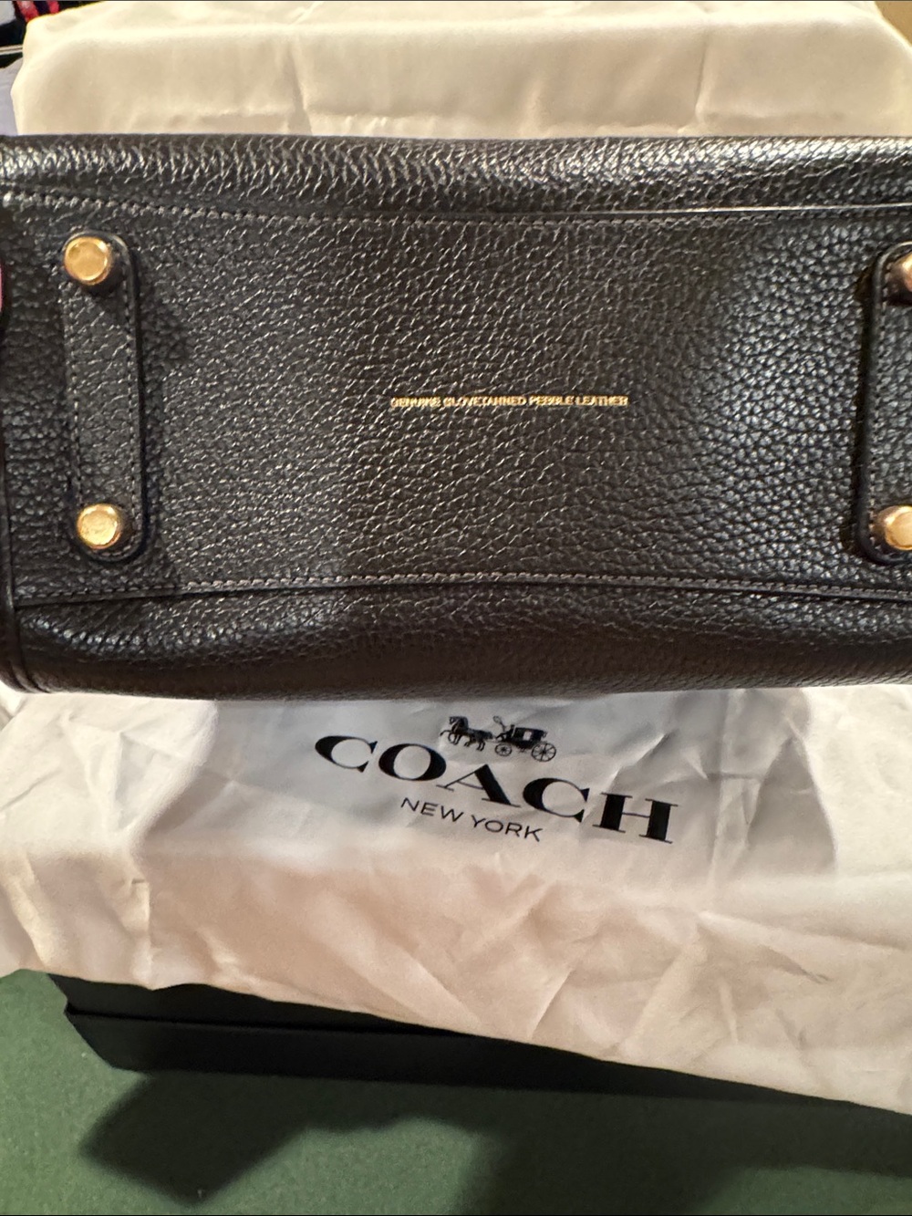 COACH Rogue 25 Black Pebbled Leather Top-Handle Shoulder Bag with Gold Hardware - Picture 3 of 3